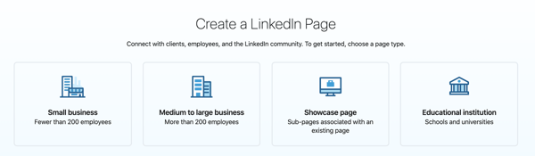 types of linkedin business pages